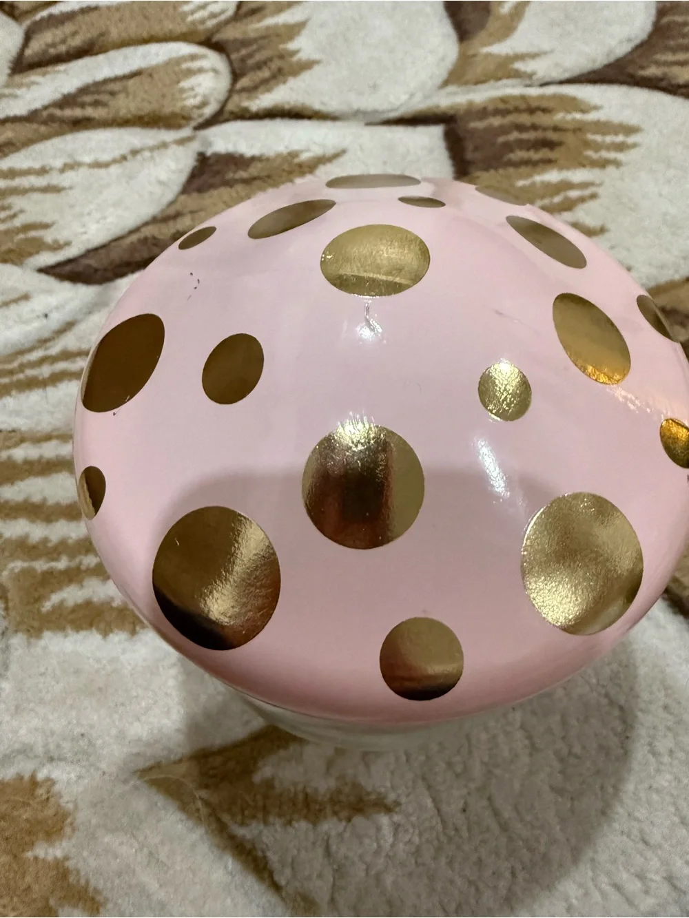 Target Bullseye's Playground Glass Mushroom Jar in pink metallic gold polka dot